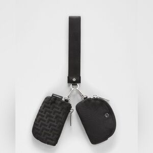 Lululemon Dual Pouch Wristlet Monogram Velvet Black NWT